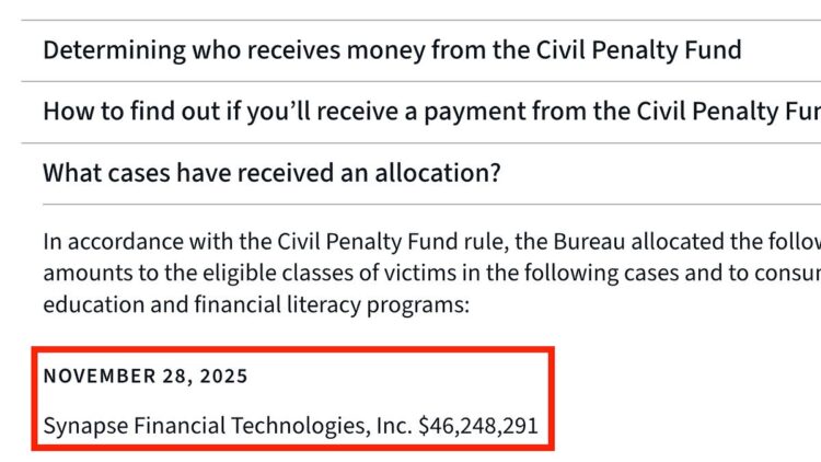 CFPB يخصص 46 مليون دولار لضحايا سينابيس وإيفولف CFPB يخصص 46 مليون دولار لضحايا سينابيس وإيفولف