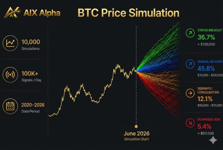 بيتكوين تستهدف 100,000 دولار مع توقعات AIX Alpha بـ10,000 محاكاة بيتكوين تستهدف 100,000 دولار مع توقعات AIX Alpha بـ10,000 محاكاة
