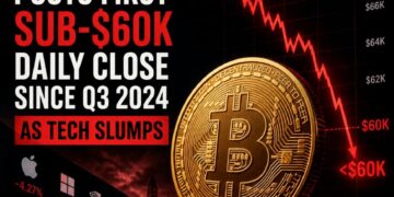 بيتكوين يغلق أولى جلساته اليومية دون 60000 دولار منذ سبتمبر 2024 مع تراجع التكنولوجيا
