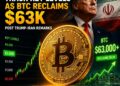 بتكوين تعود فوق 63000 دولار مع تراجع مراكز البيع بعد تصريحات ترامب حول ايران